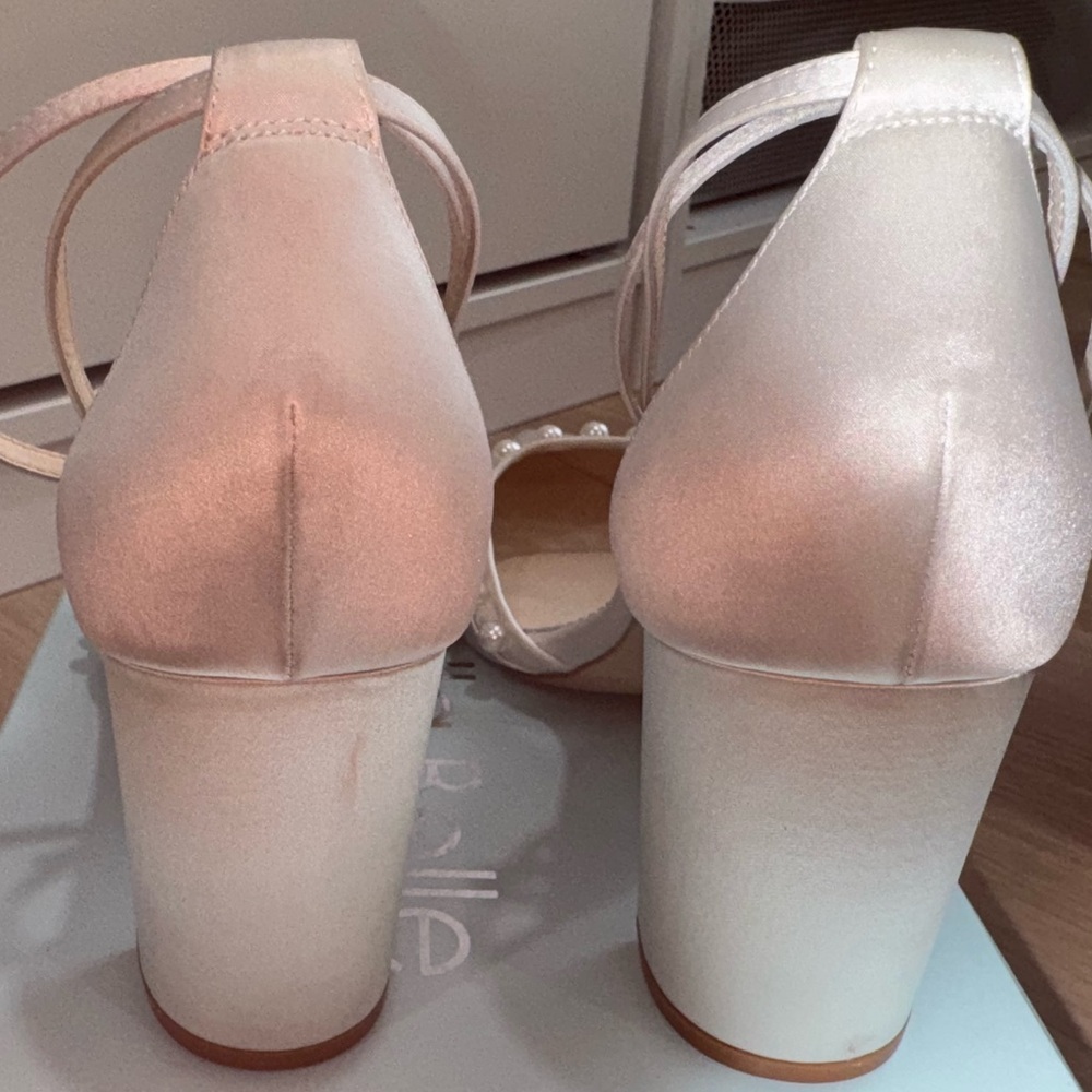 Bella belle EMERY double strap silk pearl block heel wedding shoe - Picture 7 of 11